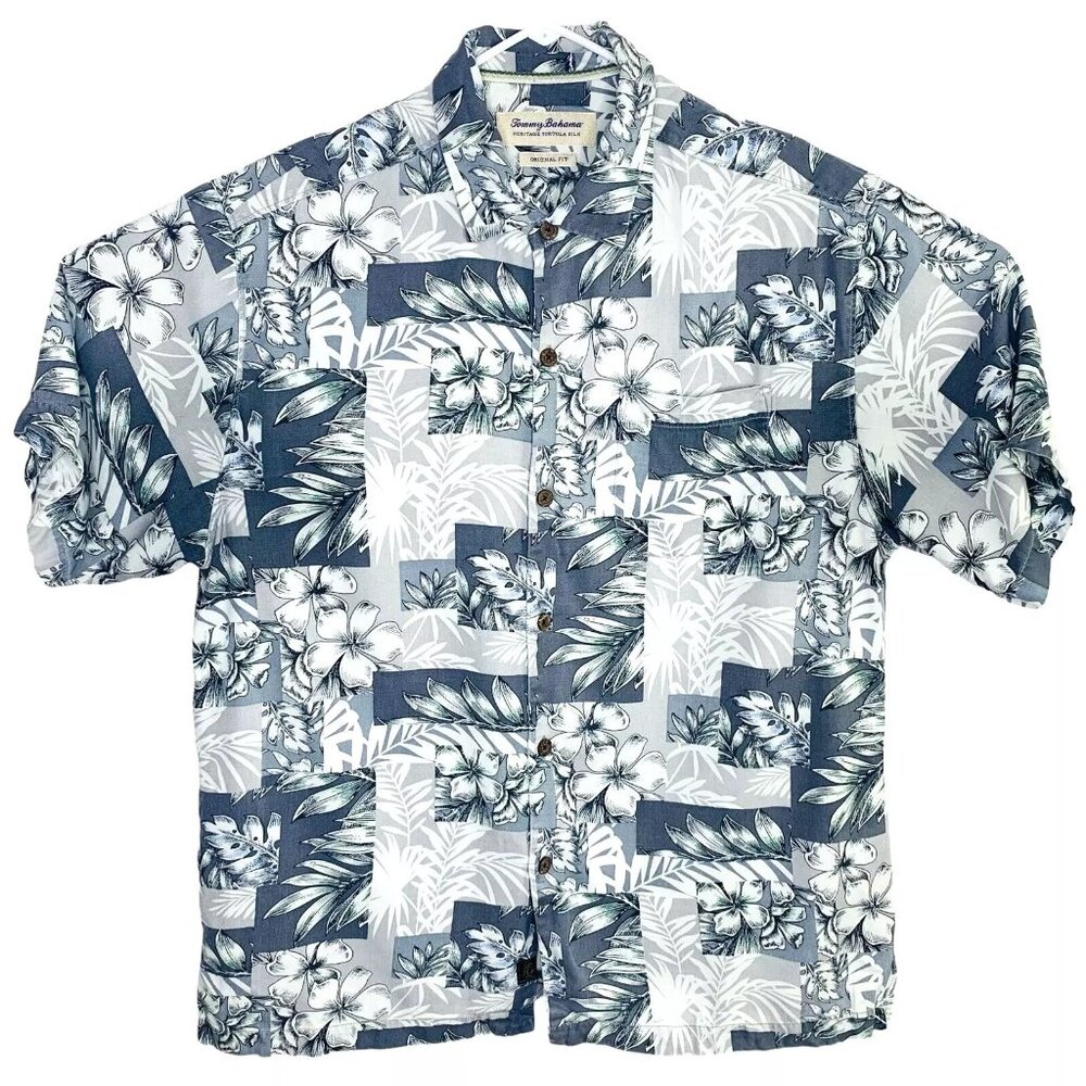 Tommy Bahama Mens Heritage Tortola Silk Hawaiian Shirt Floral Original Fit Large